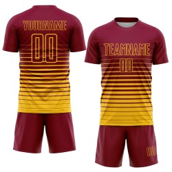 Uniform Gelb Custom Nadelstreifen Fußball Verblassen Jersey Mode Sublimation Kastanienbraun