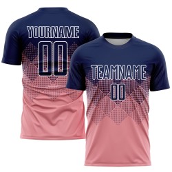 Sublimation Custom Uniform Navy-Weiß Medium Jersey Pink Fußball