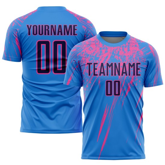 Uniform Pulver Navy-Pink Sublimation Blau Fußball Jersey Custom