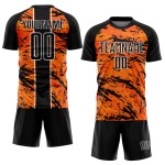 Orange Custom Jersey Sublimation Uniform Abstrakt Schwarz-Weiß Bay Fluid Soccer