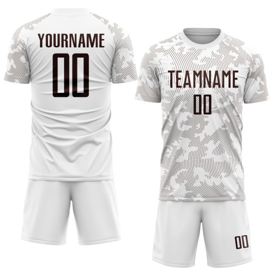 Jersey Sublimation Braun Fußball Uniform Weiß Custom