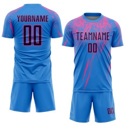 Uniform Pulver Navy-Pink Sublimation Blau Fußball Jersey Custom