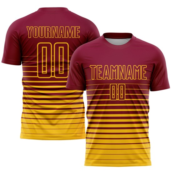 Uniform Gelb Custom Nadelstreifen Fußball Verblassen Jersey Mode Sublimation Kastanienbraun